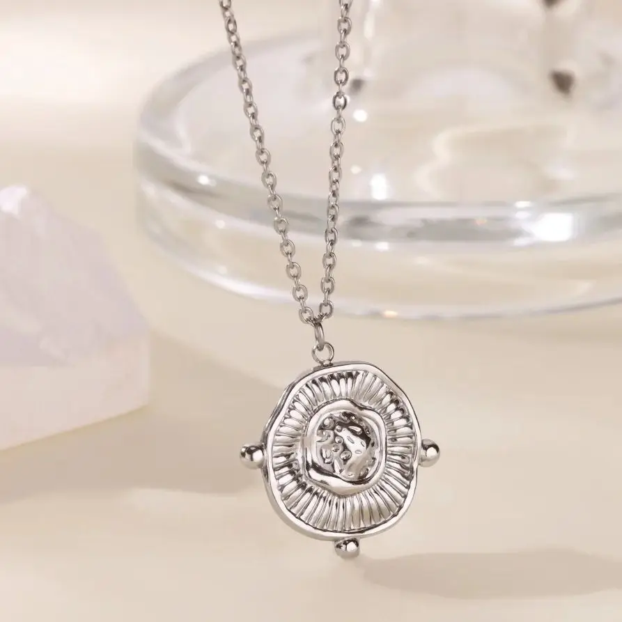 Stainless Steel Necklace Irregular Round Women Necklace