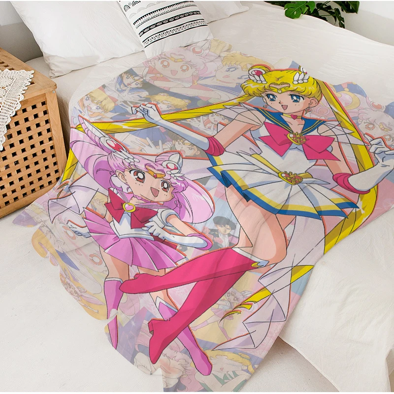 

Custom Blanket Sofa S-Sailor Moons Microfiber Bedding Knee Bed Fleece Nap Warm Winter Anime King Size Fluffy Soft Blankets