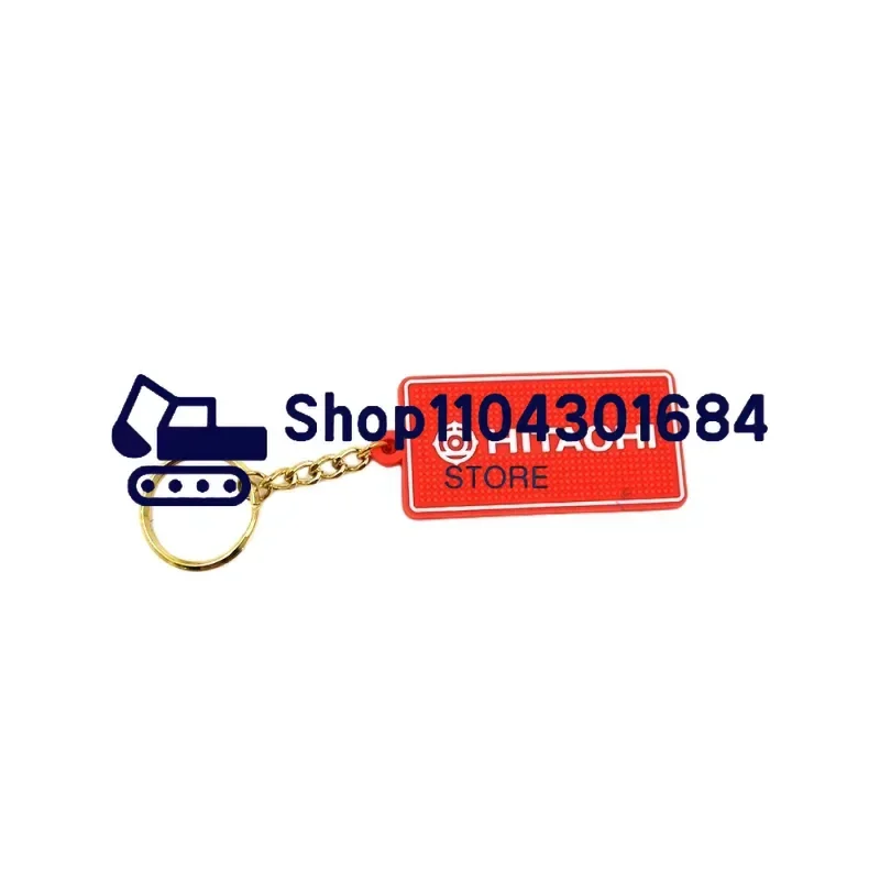 Keychain Key Ring Rubber Rectangular Chain Plate Hitachi CaterpillarO Kobelco Excavator Yellow Pendant