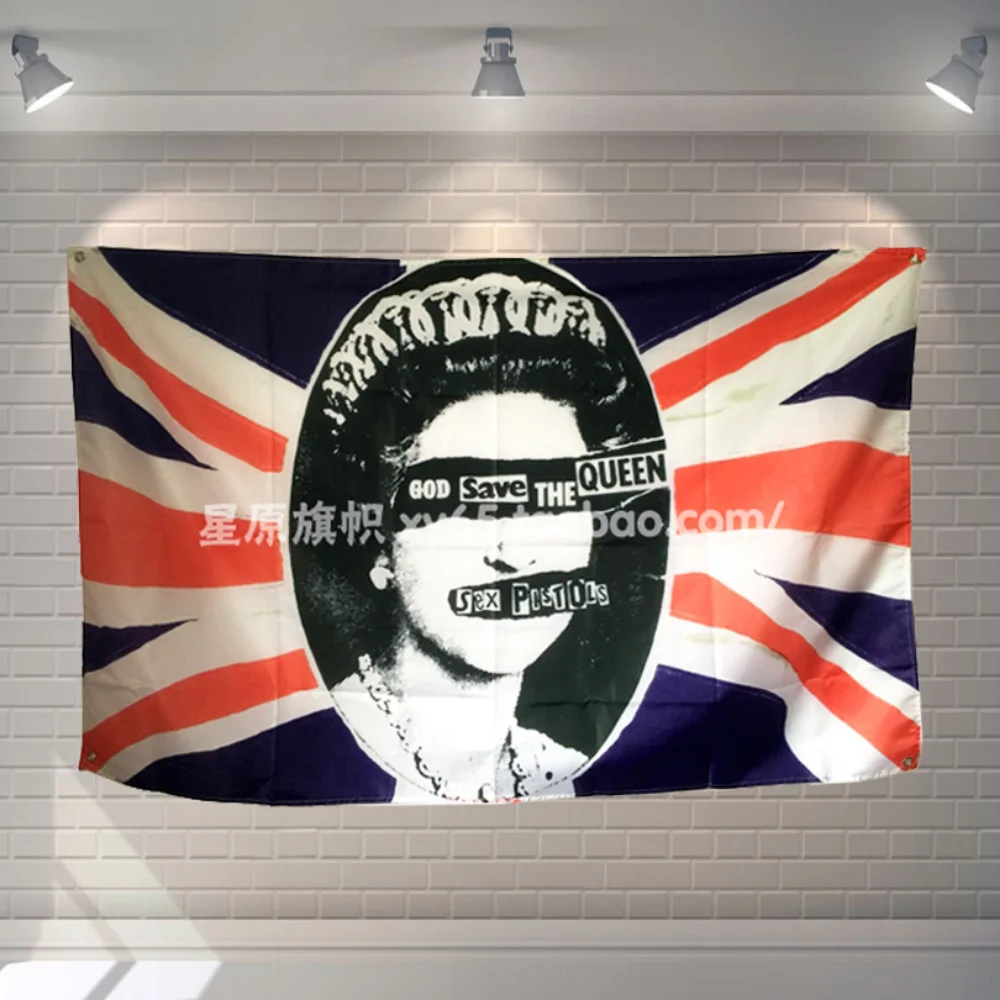 

"GOD SAVE THE QUEEN" Heavy Metal Music Poster Scrolls Bar Cafes Home Decoration Banners Hanging Art Waterproof Cloth Decoration