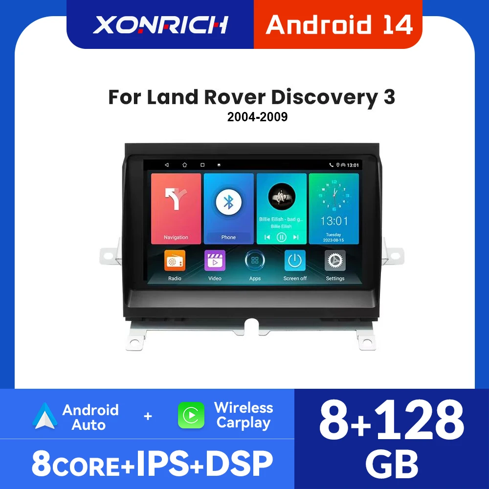 Radio Android para Auto Land Rover Discovery 3 LR3 L319 2004-2009 Carplay Inalámbrico Android Auto GPS Navegación 4G WIFI Pantalla IPS 1
