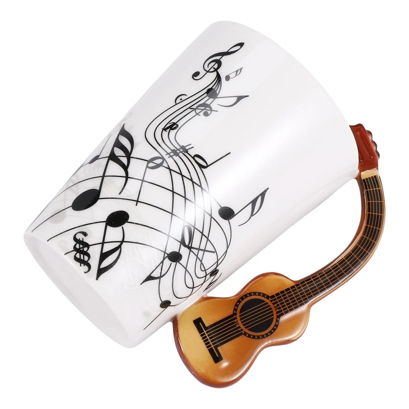 

Creative Novelty Guitar Handle Ceramic Cup Free Spectrum Coffee Milk Tea Cup Personality Mug Unique Musical Instrument Gift Cup
