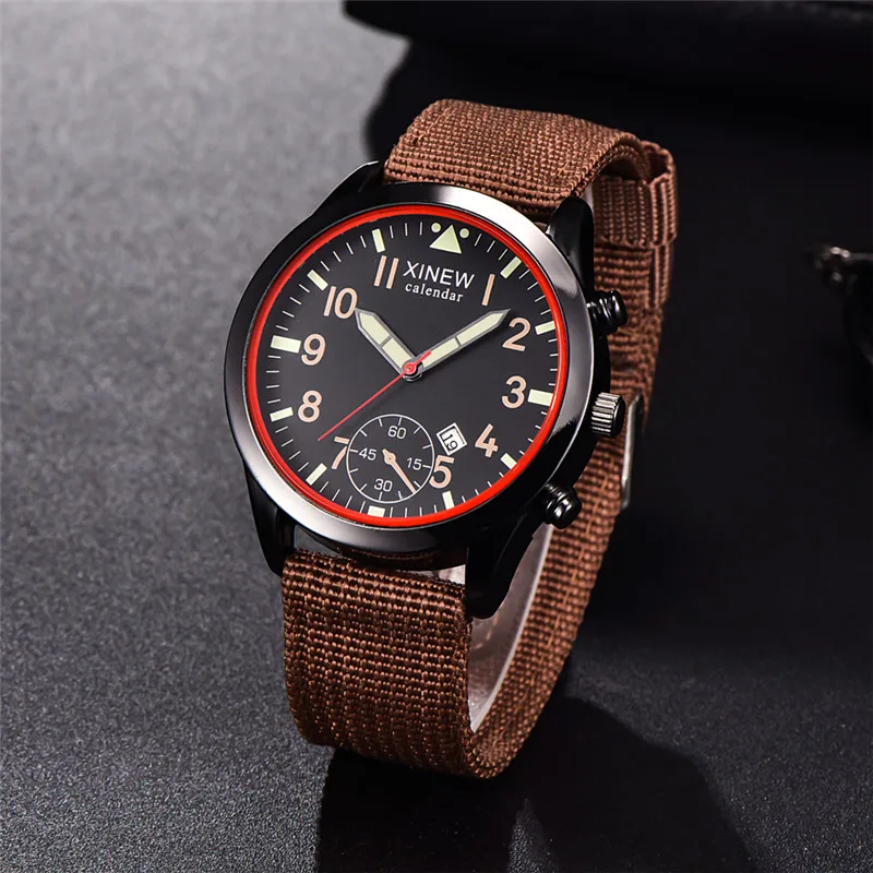 Men XINEW Brand Cheap Watches Students Fashion Nylon Band Military Sports Date Quartz Watch Erkek Barato Saat Montre Homme 2024