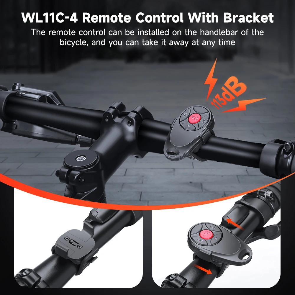 Rechargeable 113dB Bicycle Anti Theft Alarm System
