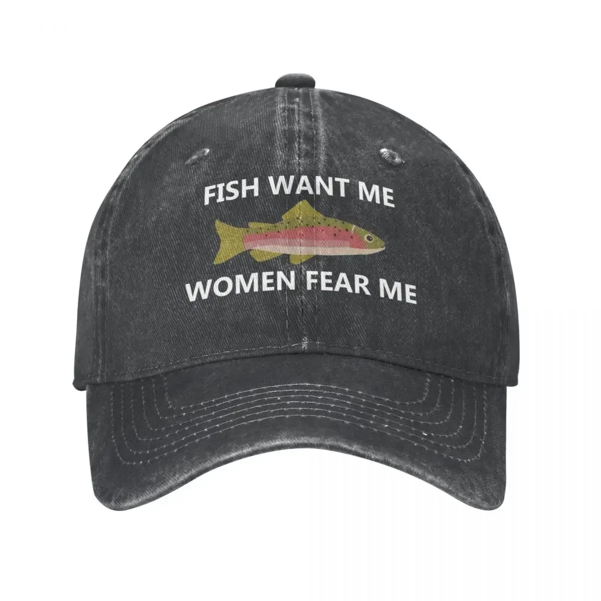 

Fish Want Me Women Fear Unisex Style Baseball Caps Distressed Washed Hat Vintage Outdoor Workouts Snapback