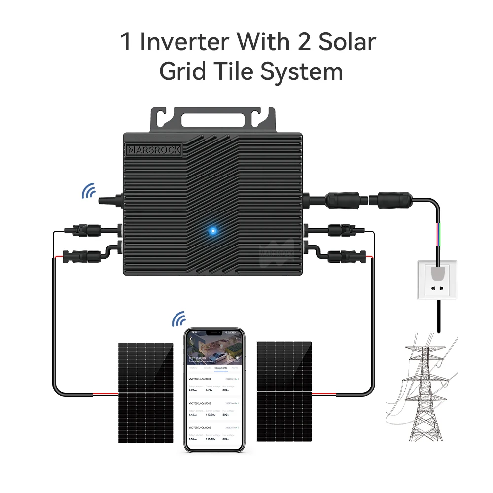 600/800WG5 Solar Grid Tie Micro Inverter 2MPPT Compliant With VDE IEC North US Certification Built-In WIFI,18-60VDC,220-240VAC