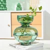 Glass Vase Green Round Gourd Floral Vase Hydroponic Flower Pot Geometric Circle Terrarium Home Decoration Accessories Vases Pots 4