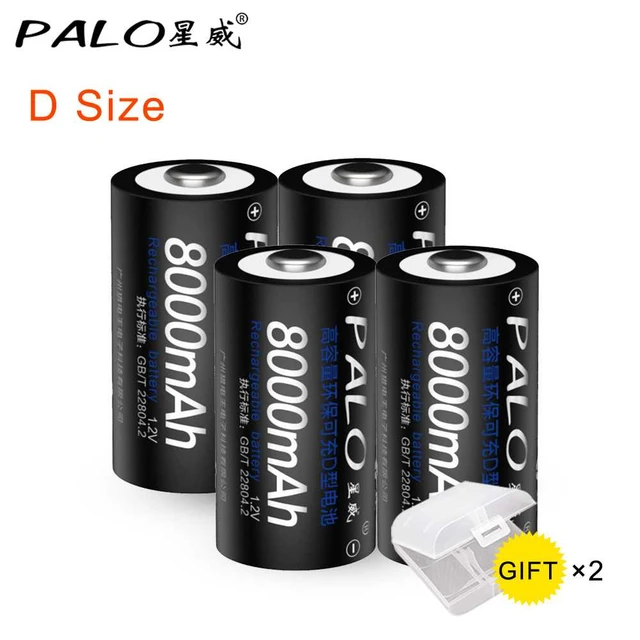 PALO 2-8pcs 8000mAh 1.2V D Size Rechargeable Battery Type D NI-MH Batteries  LR20 Battery for Flashlight Water Heater Gas Stoves - AliExpress