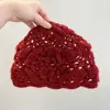 1 Pcs Spring Summer Acrylic Fiber Hand-woven Thread Knitting Thin Hollowed Out Breathable Tide Woolen Melon Leather Baotou Hat 3