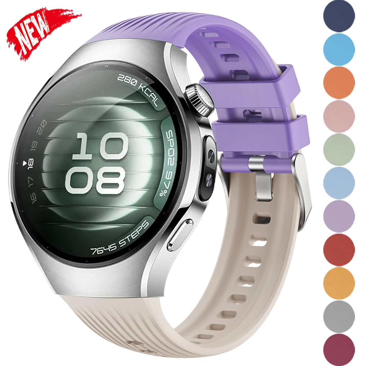 Breathable Silicone Sport Strap - No Gaps Elastic Smartwatch Band