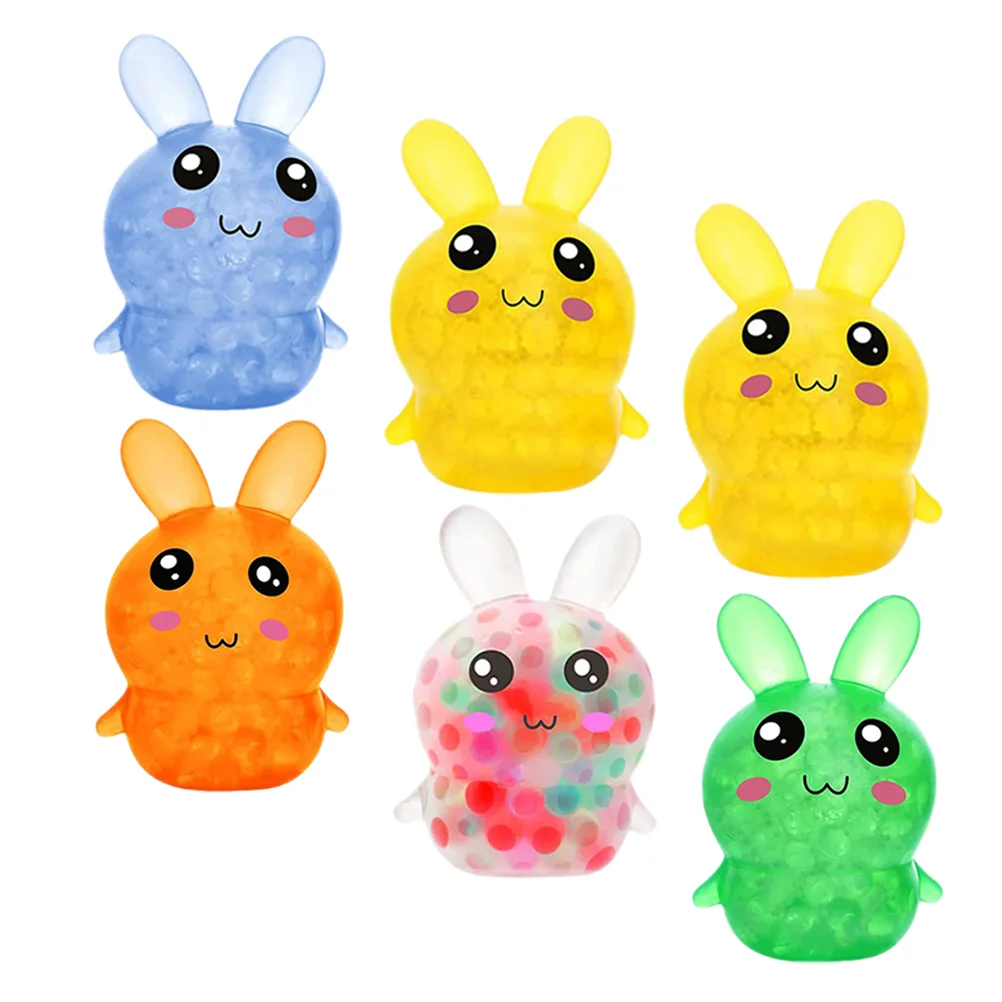 6pcs Easter Rabbit Squeeze Toys Portable Anxiety Toys Interesting Stress Toys Stress Toys