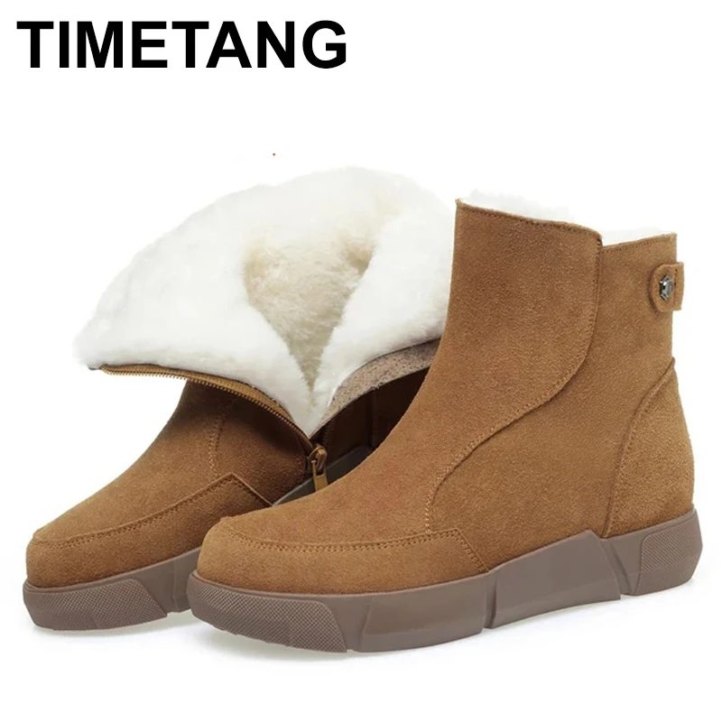 

Snow Boots Women Winter 2024 New Genuine Leather Women's Marton Boots Large Size Wool Warm Non Slip Women's Booties
