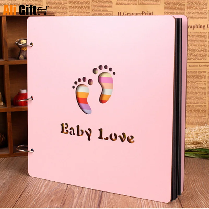 16 Inch Large Wood Cover Photo Album Albums DIY Handmade Loose-leaf Pasted Personalized Baby Lovers Albun Fotos Scrapbook Gift