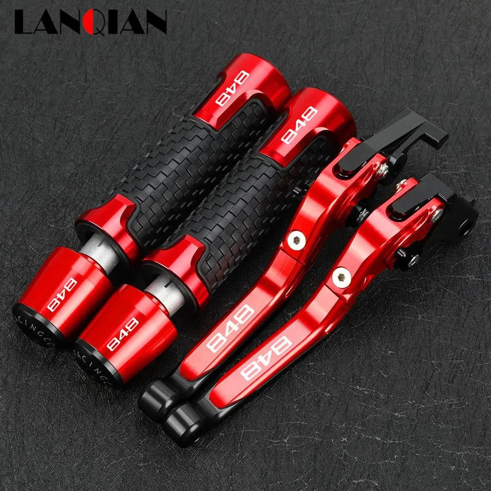 

Motorcycle For Ducati 848 Evo 2007-2012 2013 Extendable Brake Clutch Levers Handlebar Handle Grips Ends Caps Slider Accessories