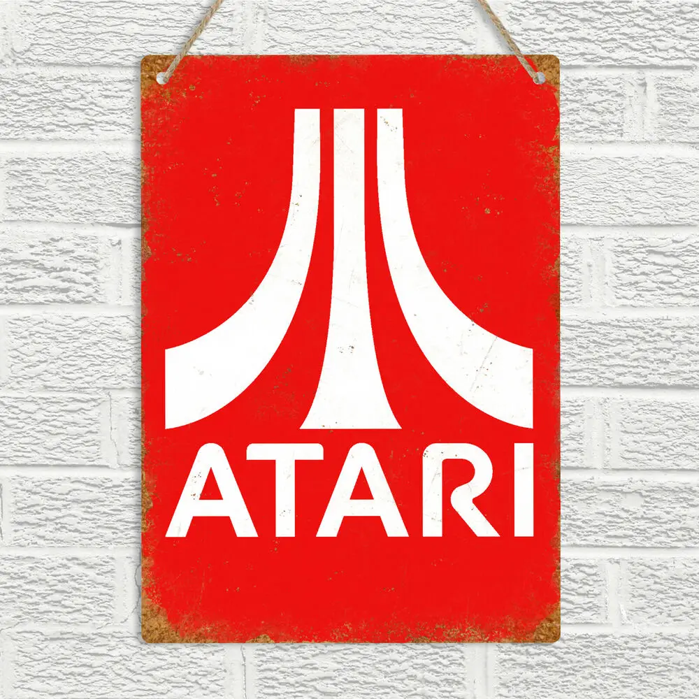 Atari Vintage Retro Style Metal Tin Sign Placca Gaming 8Bit Arcade Man Cave Bar
