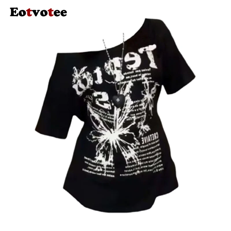 EOTVOTEE تي شيرت للنساء رسالة طباعة قبالة الكتف رد...