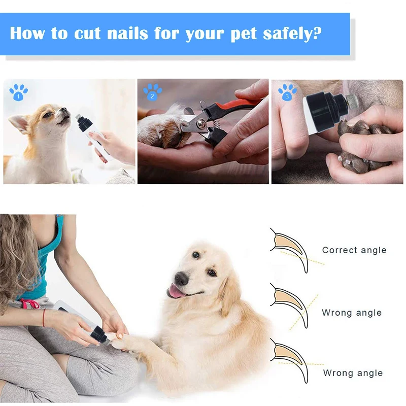Painless USB Charging Dog Nail Grinders Rechargeable Pet Nail Clippers