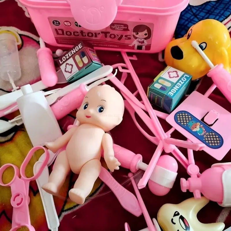 Kids Simulation Doctor Toy Set Tool Pretend Play Medical Box Trolley Box Girl Playing House Nurse Stethoscope Injection Children