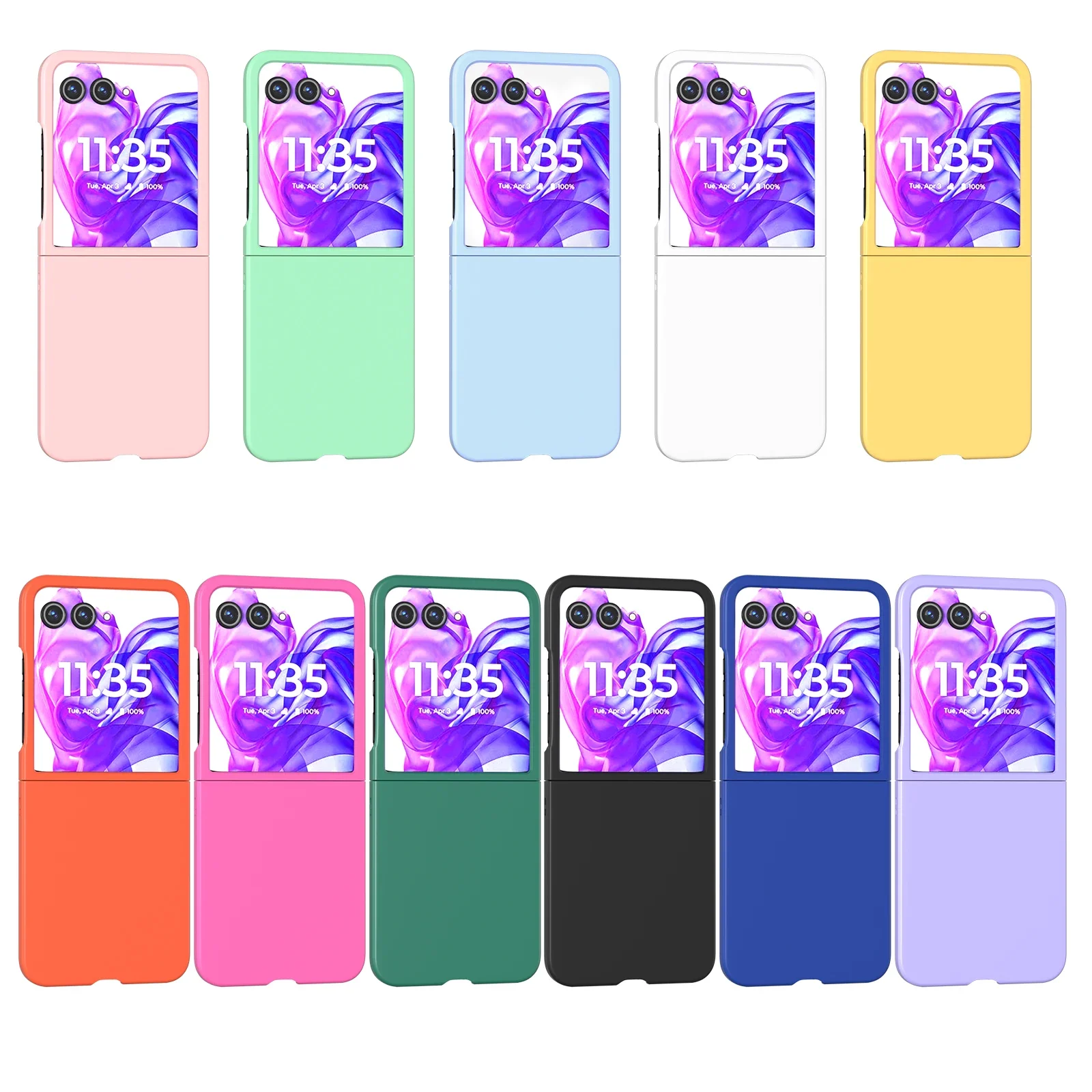 Solid Color 2-Piece Hinge Set Anti-Scratch Lightweight Phone Case Cover