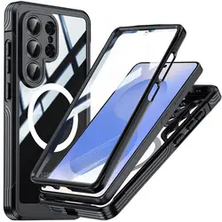 Ultimate Clear Magnetic Case - Shockproof, Dustproof & Waterproof Rugged Full - Body Cover - Galaxy S26 Plus (Black)