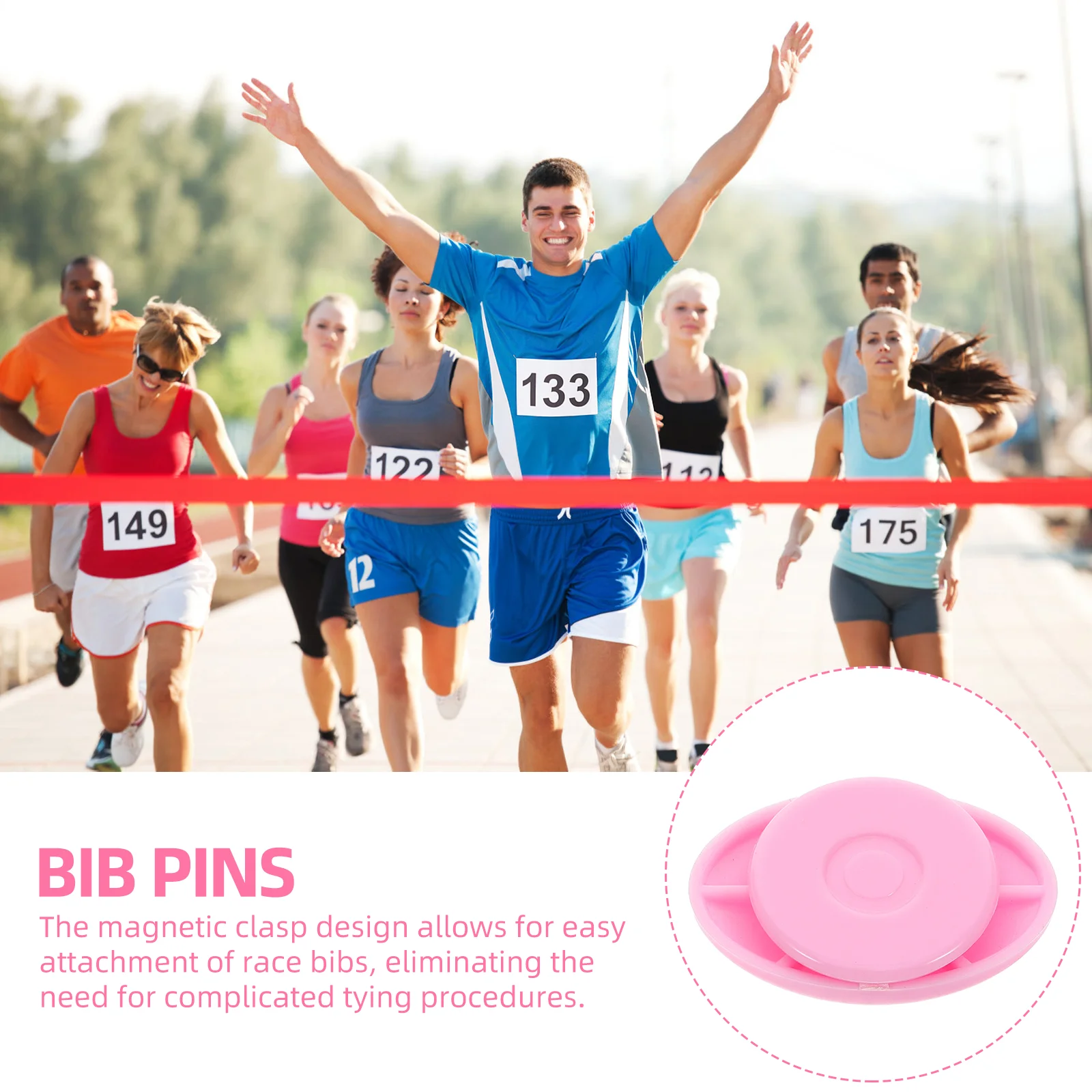 8 Pcs Bibs Magnetic Number Magnets Marathon Clips Race Holder for Runners Pink Running