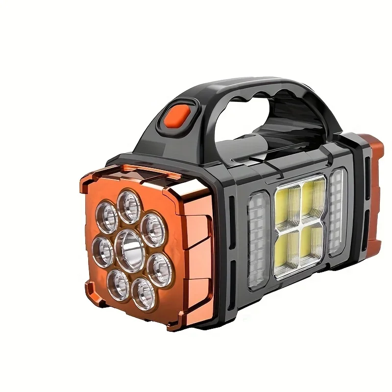 1pc Multi-Mode LED Flashlight Solar USB Rechargeable Water-Resistant Long-Range Beam for Camping Hiking Outdoor Adventures