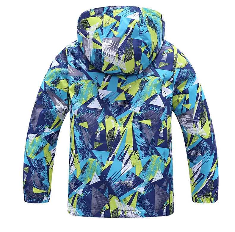 Dubbped Boys Color Block Fleece Lining Zip Up Hooded Jacket Raincoat Windbreaker Outerwear Kids Clothes Rain 3-12Y