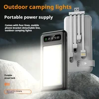 15W Fast Charging 20000mAh Power Bank Built Cables Usb Ports Charger Powerbank Emergency Power Supply for Iphone with Led Light 1