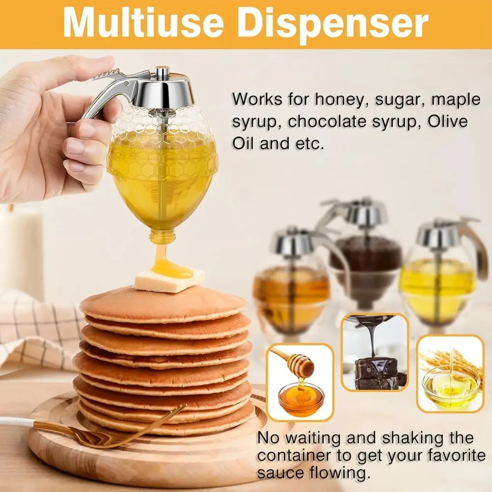 Drip-free honey dispenser maple syrup pouring bottle honey jar stand honeycomb-shaped pitcher