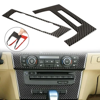 Per Bmw E90 E92 E93 in fibra di carbonio decorazione d'interni per auto Console centrale CD AC pannello adesivo Trim Cover accessori Para El Coche