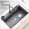 Stainless Steel Kitchen Sink With Waterfall Dishwasher Sinks Embossed Large Single Slot Household Undermount Basin 4