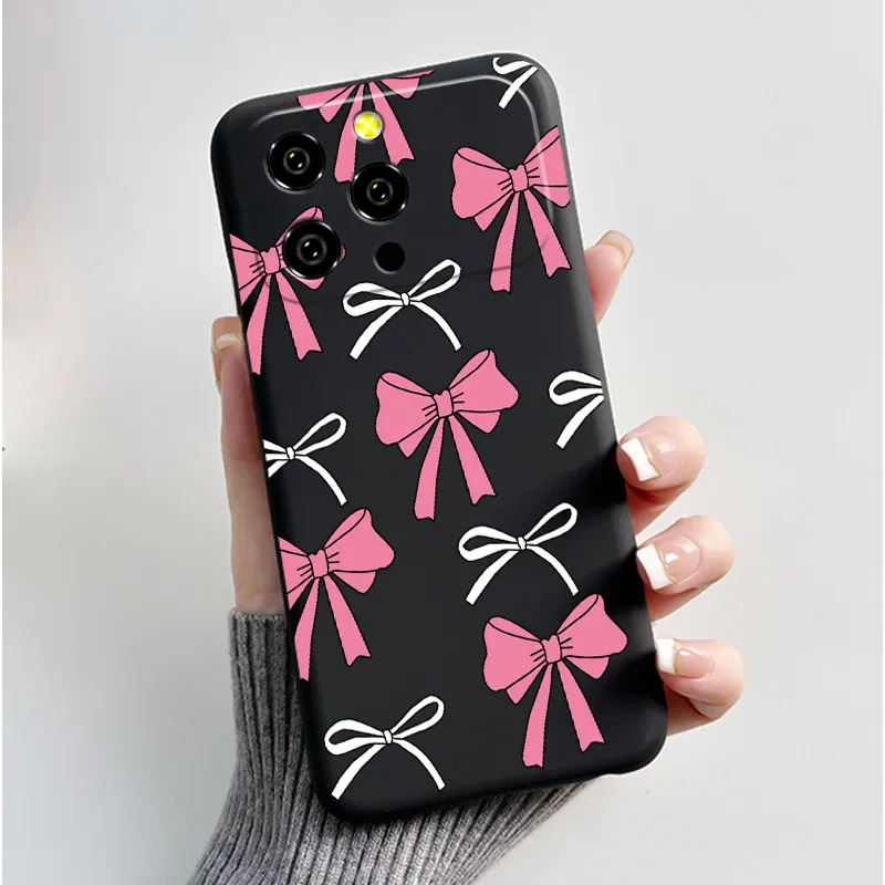 Luxury Silicone Phone Case with Cute Love Heart and Funny Rabbit Cartoon Design - Black Soft TPU Back Cover