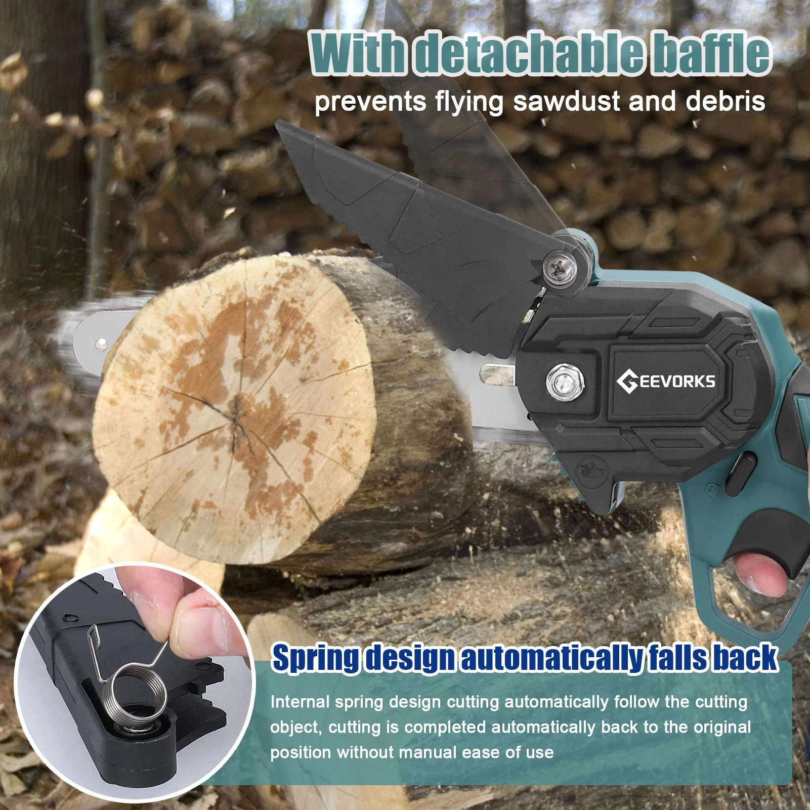 21V 6inch Electric Chainsaw Rechargeable Electric Pruning Saws One-handed Woodworking Tool for Garden Orchard Branch Clip Cutter