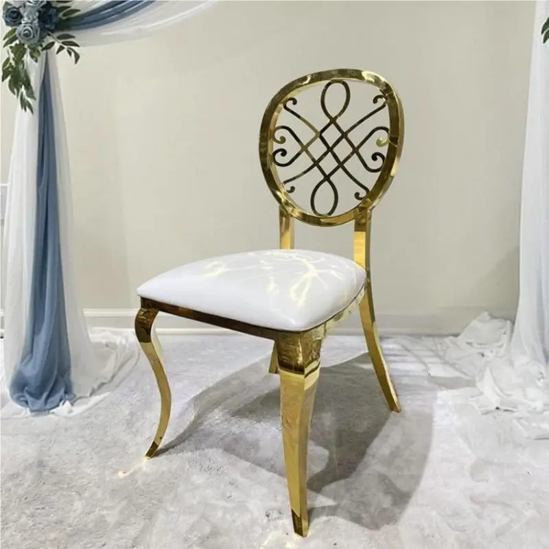 High back stainless steel metal leg wedding banquet living room dining chairs