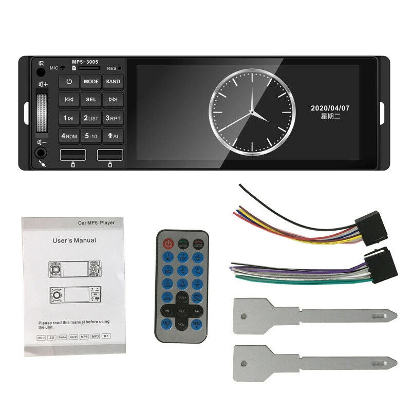 

1 Din автомобильный MP5 приемник 5,1 дюйма, автомобильное радио, цвет Φ 12V USB AUX, поддержка Bluetooth, громкая связь для автомобиля без камеры