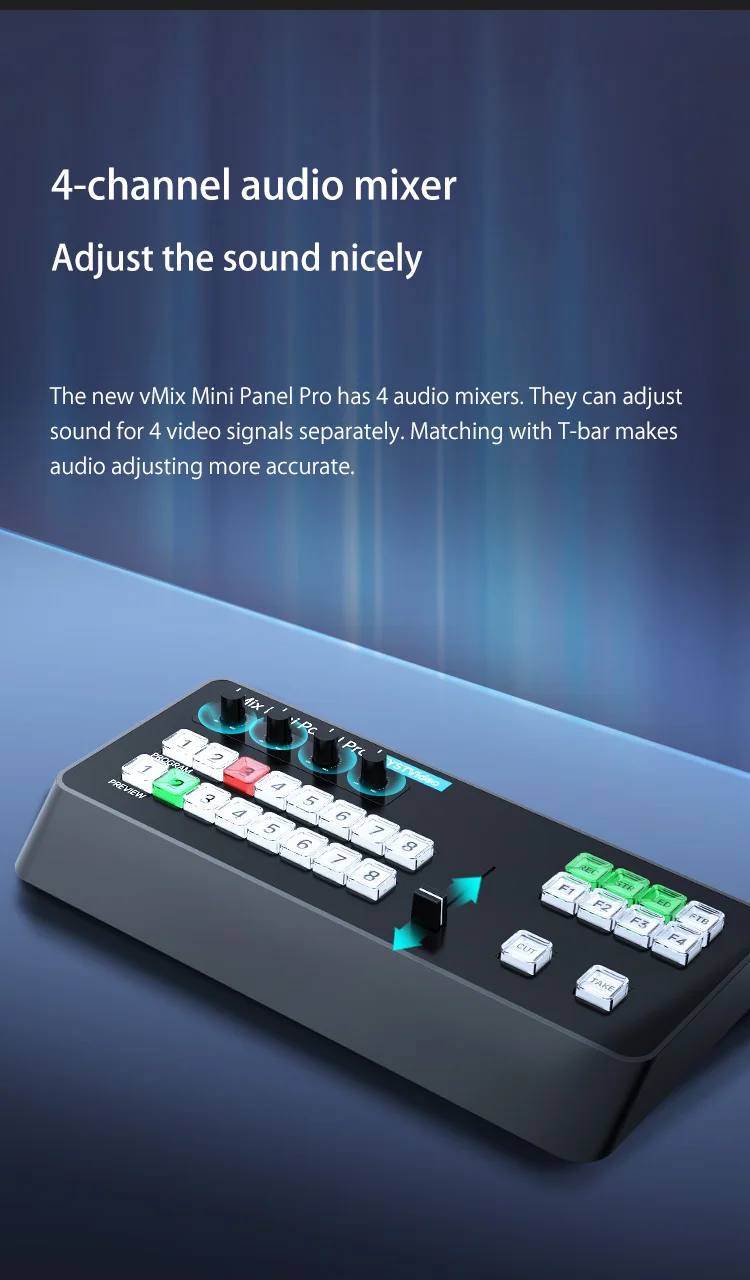 TYST Video Vmix Mini Pro Switcher BDM Control Panel MIDI2.0 Video Recording Swit