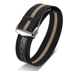 Premium 20mm Waterproof Nylon Watch Strap with Sport Folding Buckle - 20mm (Black Gold)