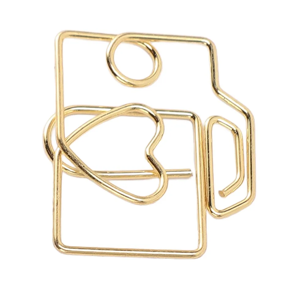 80PCS 카메라 모양의 종이 클립 골드/로즈 골드 보관 상자 포함 종이 클립 다기능 29*25mm 금속 종이 클립 사무실 홈