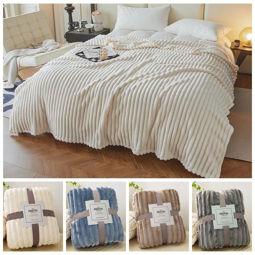 Ultra Soft Fleece Bed Throw Blankets for Lunch Rest Double Sided Warm Blanket Skin-Friendly Warm Conditioning Quilt Breathable
