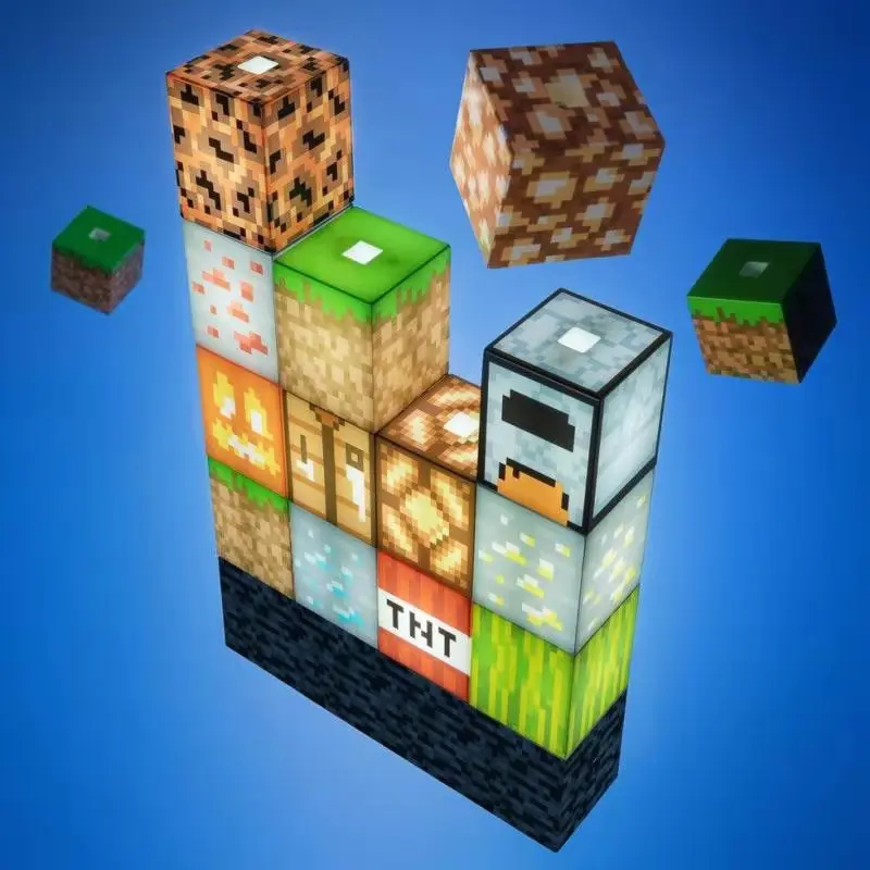 Minecraft - Lámpara de escritorio de bloque de hierba con tirador 3D de  pico, 14 pulgadas de alto