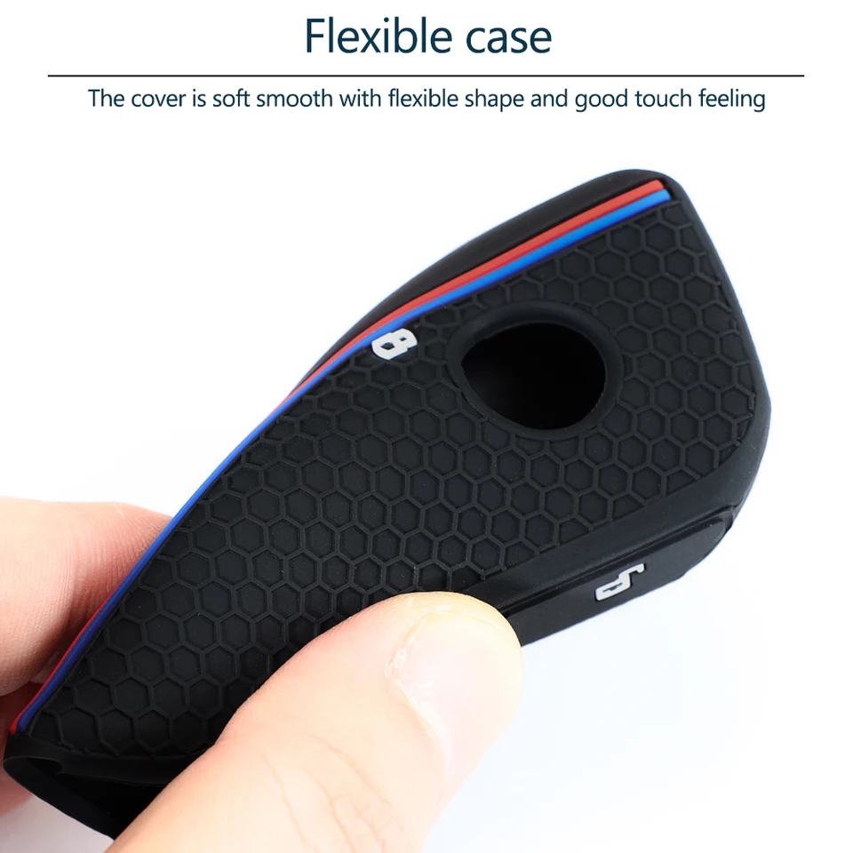 Custodia Chiave Auto In Pelle Vero HIBEYO Per BMW Serie 1-7, X1-X6 – Protezione 360°, Colore Blu