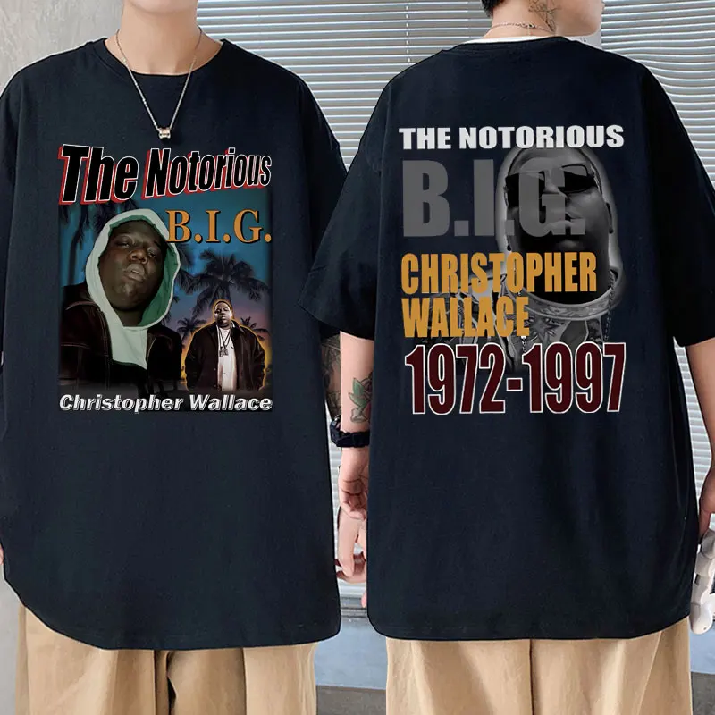 

Rapper The Notorious Big Graphic Print T-shirts Biggie Smalls Tshirt Male Hip Hop Oversized T Shirt Men's Round Neck Cotton Tees