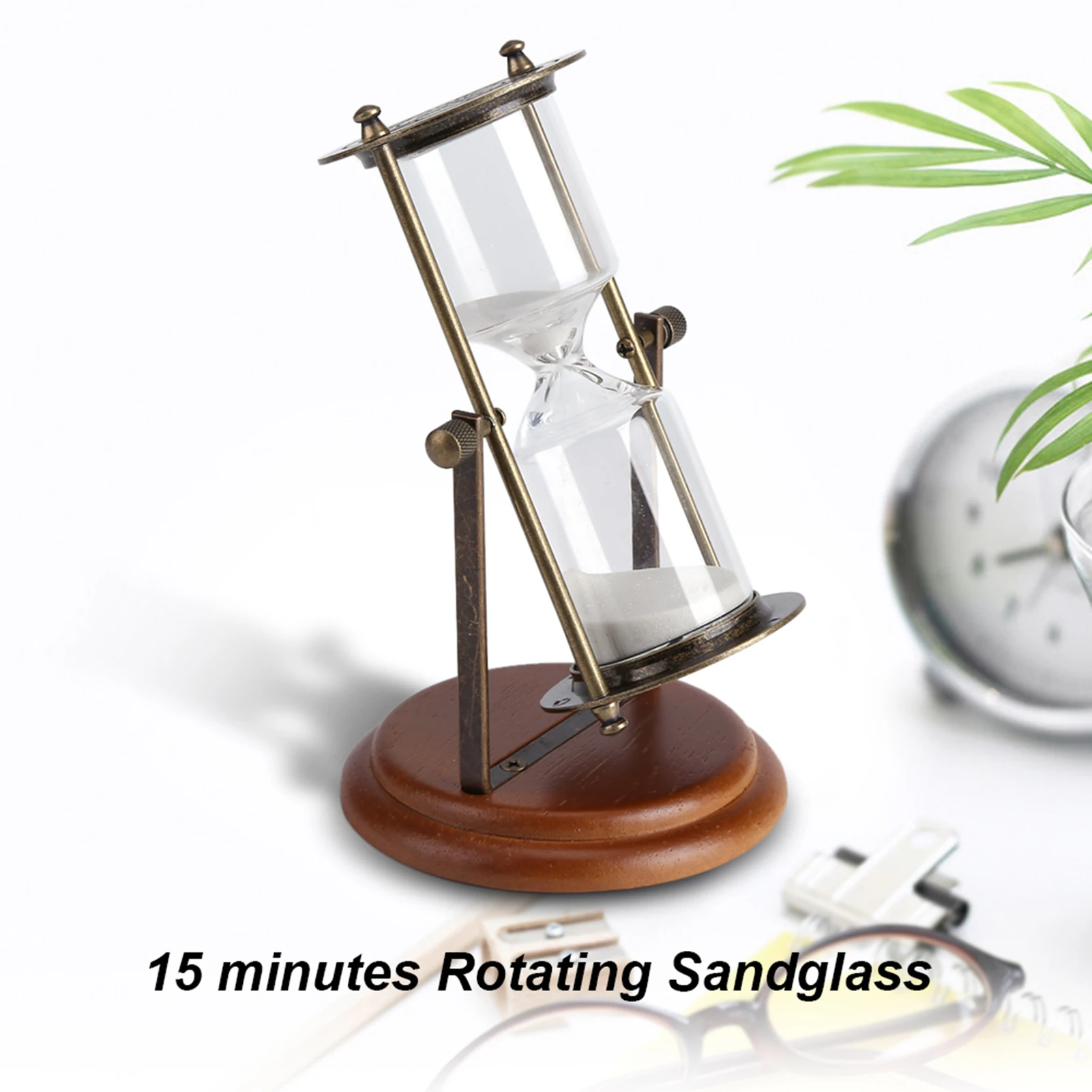 15 Minutes Metal Rotating Sand Glass Timer Clock Hourglass Table Ornament Home Decor Gift Hourglass Hourglasses Sand Timer Decor