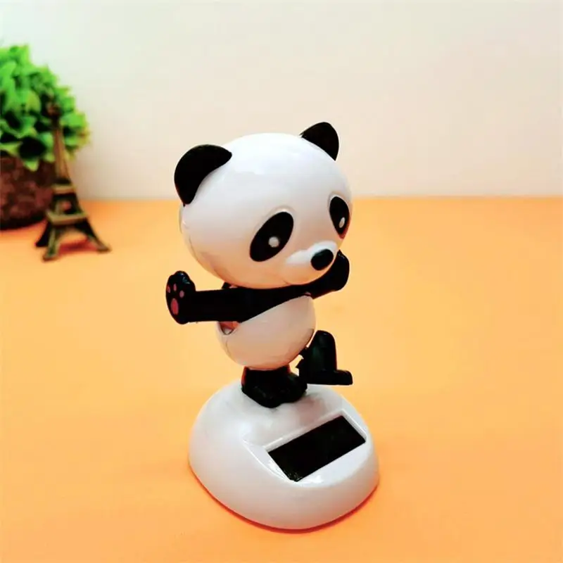 Cartoon Panda Doll Creative Shaking His Head Car Interior Decoration Accessory Solar powered shaking head ornaments, solar kimono doll ornament