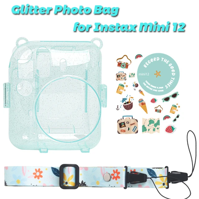 Bolsa para cámara instantánea Fujifilm Instax Mini 12, funda transparente,  lente de Selfie, correa de hombro, pegatinas - AliExpress