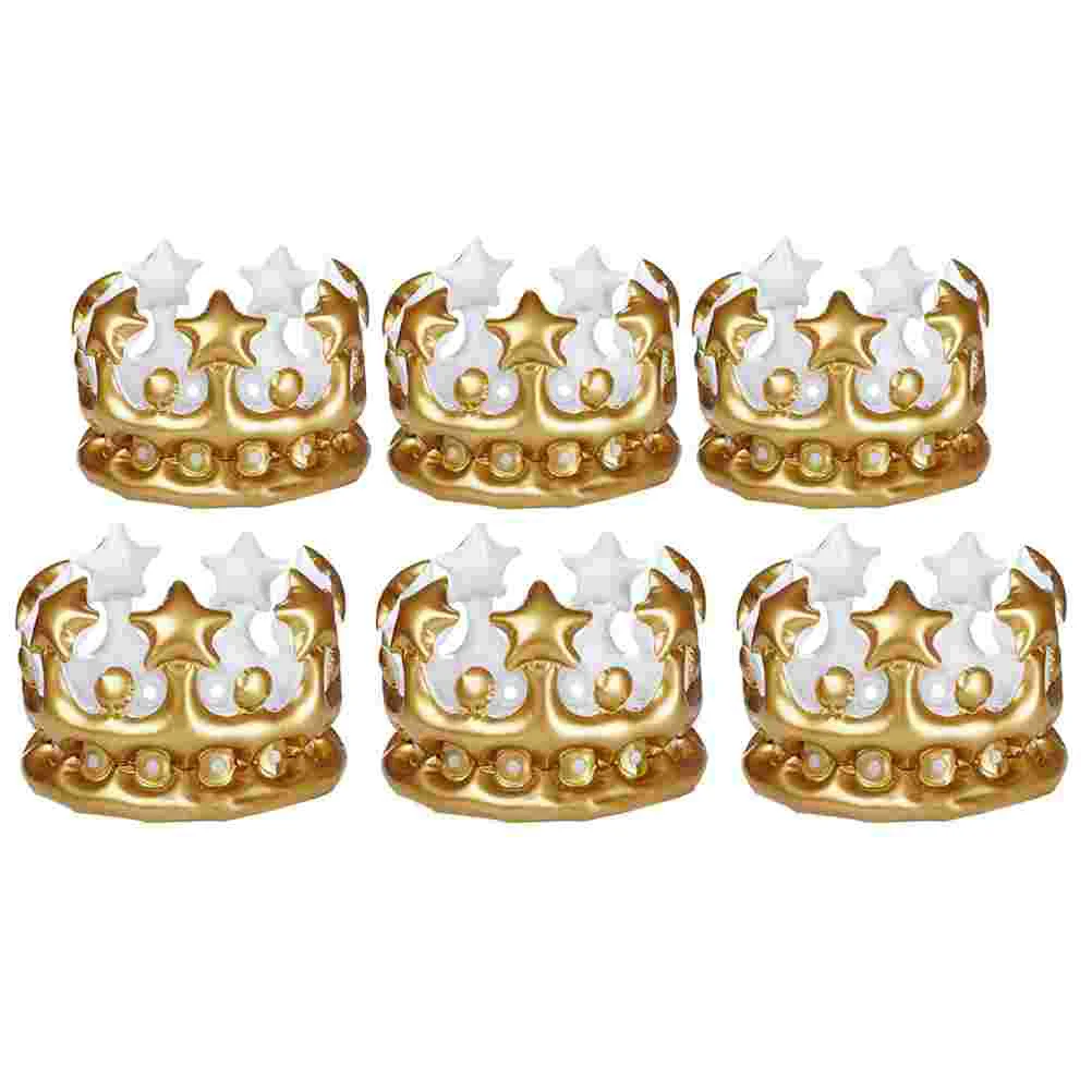 

6Pcs Birthday Party Inflatable Crown Decors Carnival Costume Accessory Birthday Crown