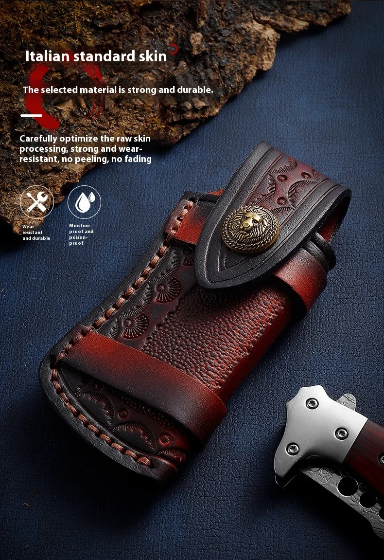 Oberschichtige Messerhülle aus Rindsleder, tragbares Outdoor-Messerholster, ein exquisites Geschenk, geeignet für die Versorgung Ihres Mannes oder Vaters – Detail 2