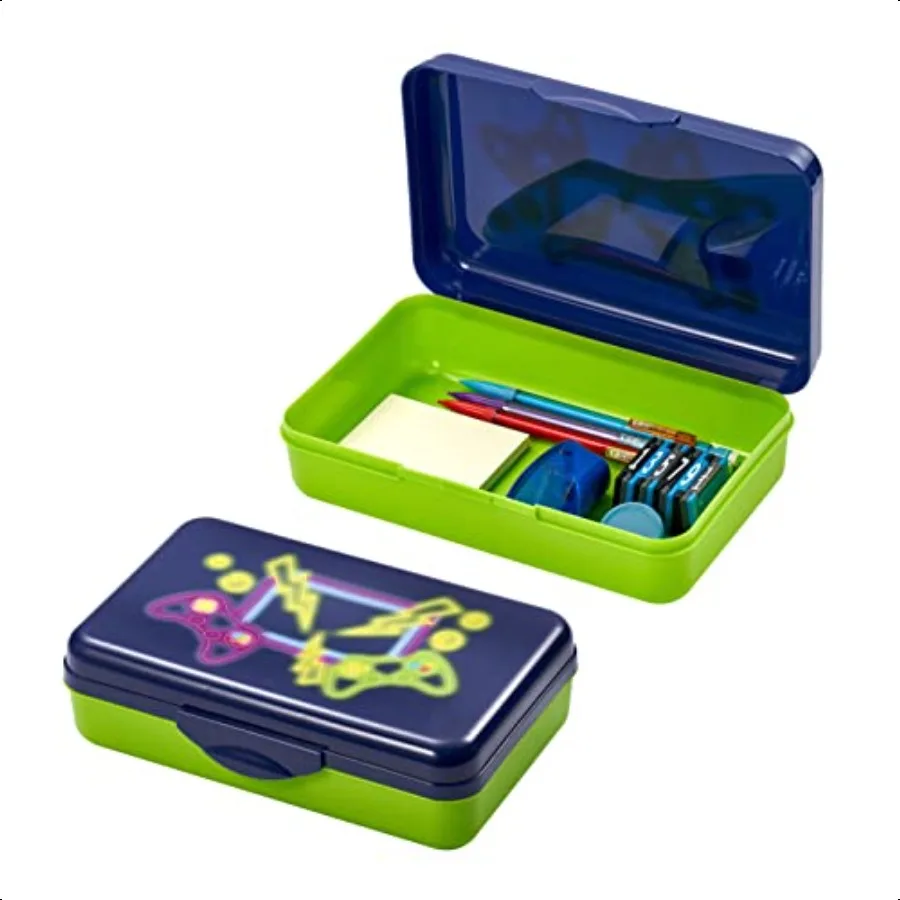 Durable Blue Pencil Box Kit with Ruler Sharpener