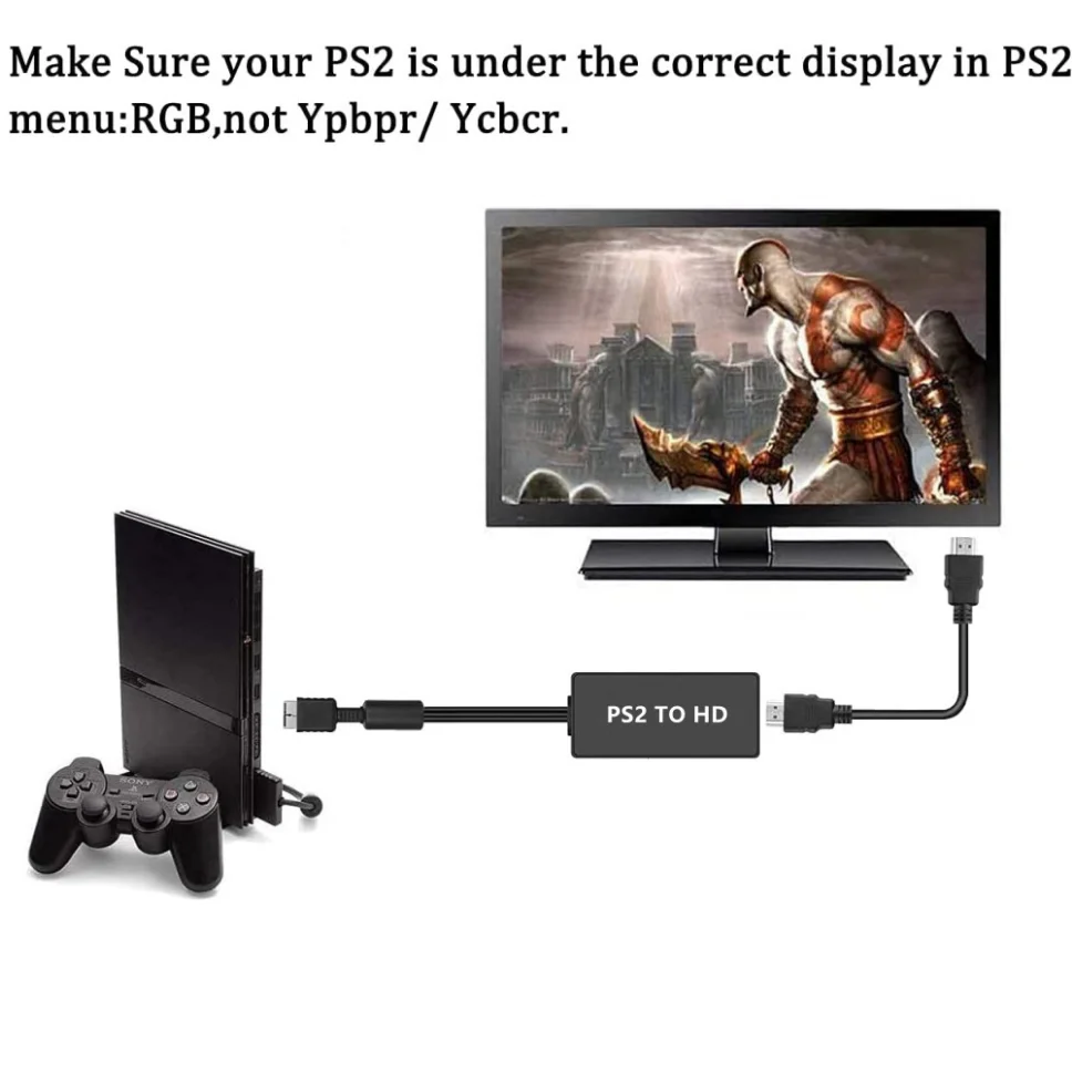 Grwibeou PS2 to HDMI Cable 1080P Audio Video Converter with USB