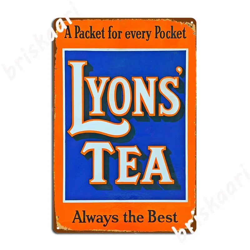 

Винтажный эмалированный плакат Lyons с изображением чая, металлический плакат для кинотеатра, гостиной, дизайнерский плакат, клубный бар, жестяной плакат